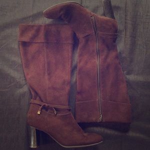 Brown suede boots